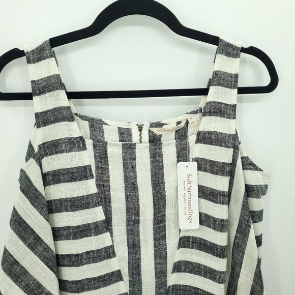 NWT Soft Surroundings Striped Linen-Blend Cold Shoulder Sunset Tunic Top M - Picture 5 of 16